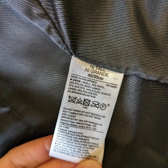 Wool coat, Banana Republic, black, size 10 - Picture 5 of 5